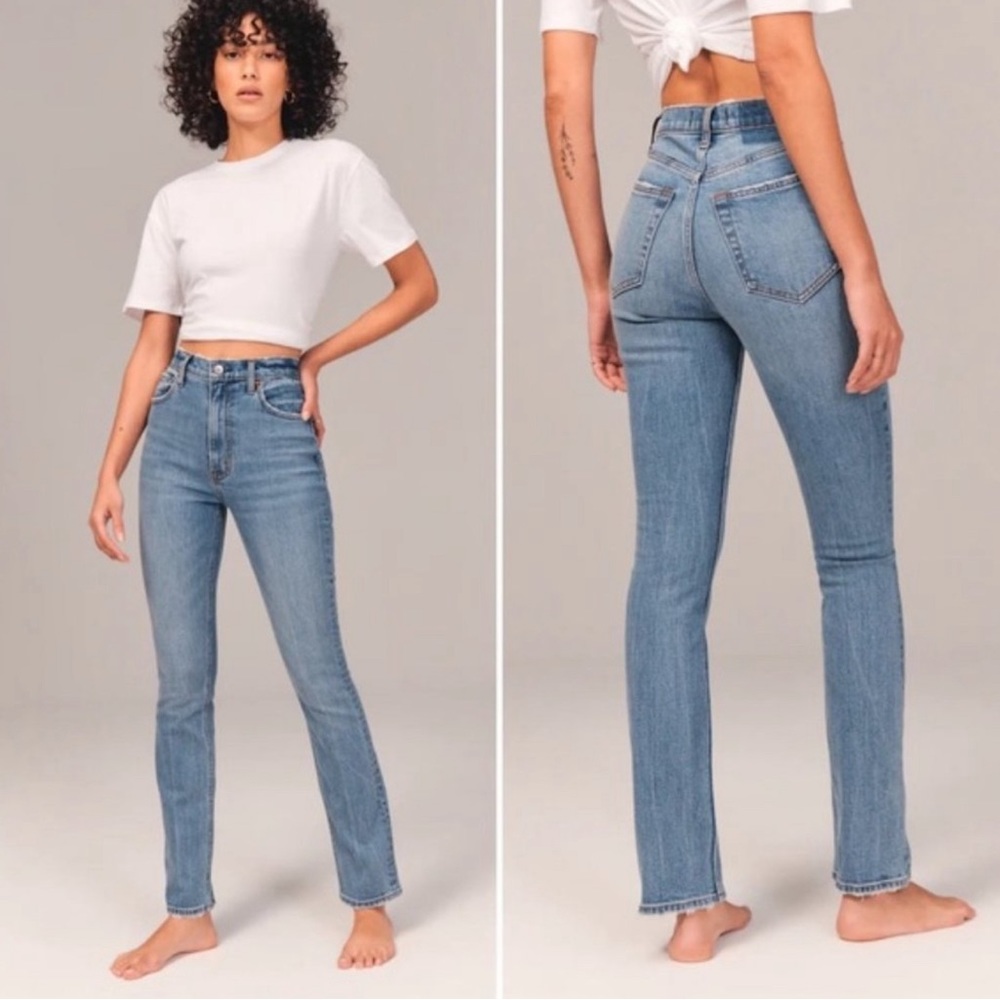 Abercrombie & Fitch Curve Love The 90s Slim Straight Ultra High Rise Jeans Sz 28